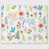 Blumensommer botanischer Hintergrund Geschenkpapier (Flach)