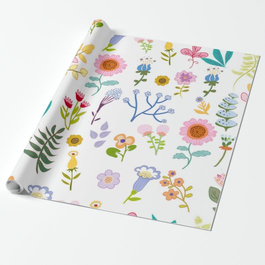 Blumensommer botanischer Hintergrund Geschenkpapier (Ungerollt)