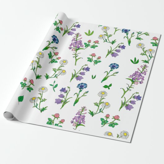 Blumensommer botanischer Hintergrund Geschenkpapier (Ungerollt)
