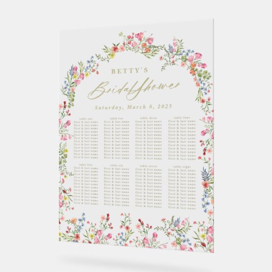 Blumensommer-Brautparty Acrylschild (Winkel)