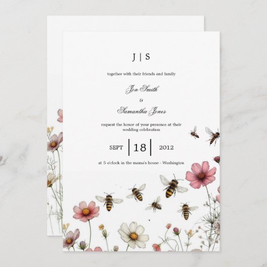 Blumensommer Einladung (Vorne/Hinten)