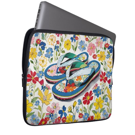 Blumensommer Flops und Wildblumen Laptopschutzhülle (Vorne Rechts)