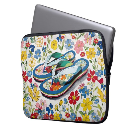 Blumensommer Flops und Wildblumen Laptopschutzhülle (Vorderseite Links)