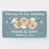 Blumensommer Hochzeit blau grün Banner (Horizontal)