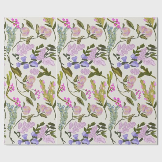 Blumensommer Peach Wrapping Papier Geschenkpapier (Flach)