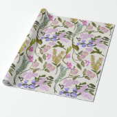 Blumensommer Peach Wrapping Papier Geschenkpapier (Ungerollt)