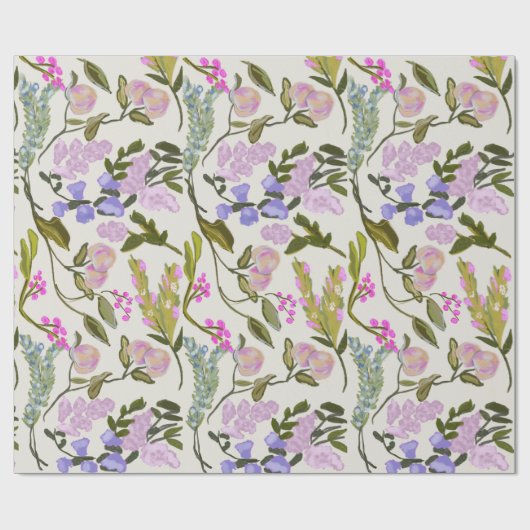 Blumensommer Peach Wrapping Papier Geschenkpapier (Flach)