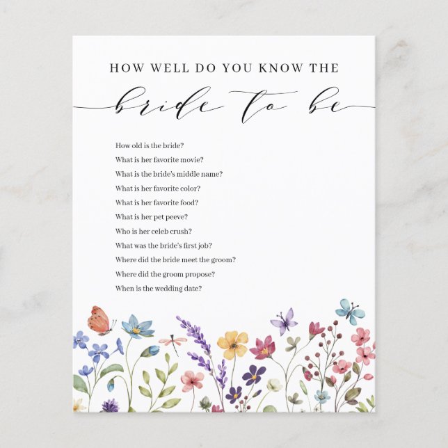 Blumensommer Wie gut weißt du, dass die Braut (Vorderseite)