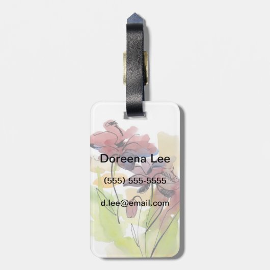 Blumensommerentwurf mit handgemalten abstrakten 2 gepäckanhänger (Rückseite vertikal)