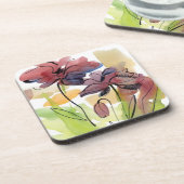 Blumensommerentwurf mit handgemalten abstrakten 2 getränkeuntersetzer (Linke Seite)