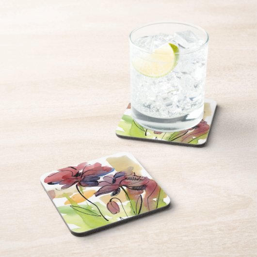 Blumensommerentwurf mit handgemalten abstrakten 2 getränkeuntersetzer (Rechte Seite)