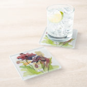 Blumensommerentwurf mit handgemalten abstrakten 2 glasuntersetzer (Schrägansicht)