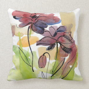 Blumensommerentwurf mit handgemalten abstrakten 2 kissen
