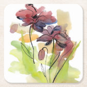 Blumensommerentwurf mit handgemalten abstrakten 2 rechteckiger pappuntersetzer (Vorderseite)