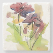 Blumensommerentwurf mit handgemalten abstrakten 2 steinuntersetzer (Vorderseite)