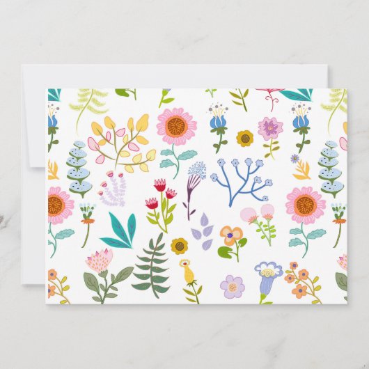 Blumensommerpapier mit botanischem Hintergrund Einladung (Vorderseite)