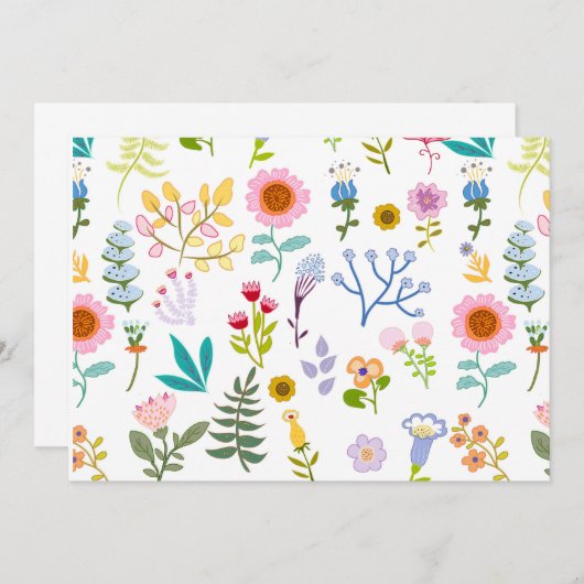Blumensommerpapier mit botanischem Hintergrund Einladung (Vorne/Hinten)
