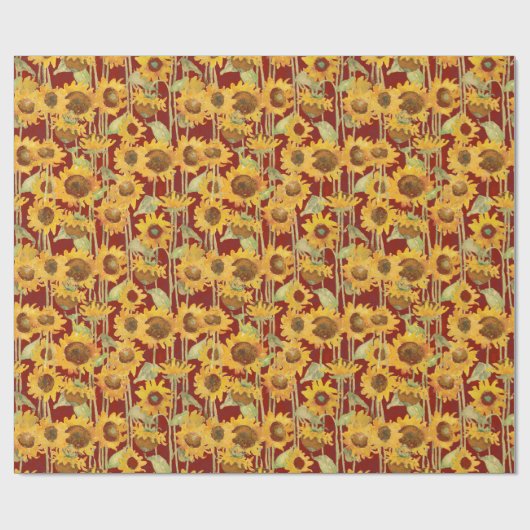 Blumensonne Wasserfarbe Gelb rot Geschenkpapier (Flach)