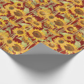 Blumensonne Wasserfarbe Gelb rot Geschenkpapier (Ecke)