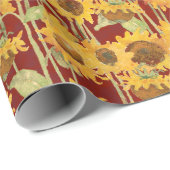 Blumensonne Wasserfarbe Gelb rot Geschenkpapier (Rolleneckpunkt)