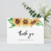 Blumensonnenblume Brautparty Dankeskarte (Stehend Vorderseite)