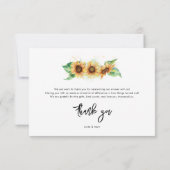 Blumensonnenblume Brautparty Dankeskarte (Rückseite)