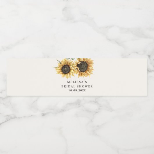 Blumensonnenblume Brautparty Wasserflaschenetikett (Einzelnes Label)