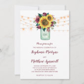 Blumensonnenblume Burgundy Rose Lights Jar Wedding Einladung (Vorderseite)