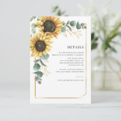 Blumensonnenblume Eukalyptus Hochzeitdetails Begleitkarte (Stehend Vorderseite)