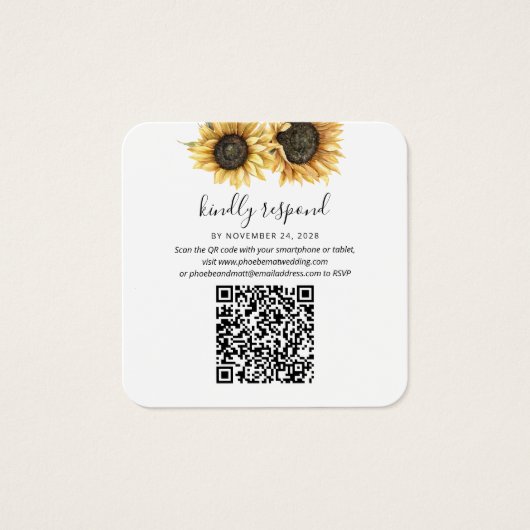 Blumensonnenblume Hochzeitsstift Foto QR Code RSVP (Vorderseite)