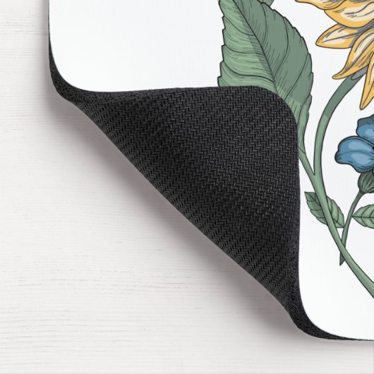 Blumensonnenblume Monogramm Name Maus-Pad Mousepad (Ecke)