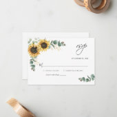 Blumensonnenblume - RSVP-Abschlusskarte Mitteilungskarte (Vorderseite/Rückseite Beispiel)