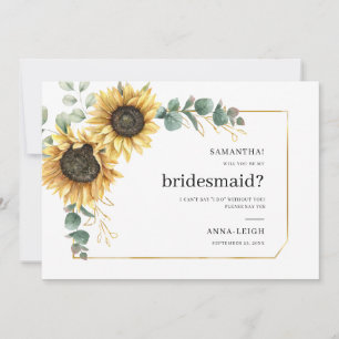 Blumensonnenblume wird meine Bridesmaid-Karte sein Einladung