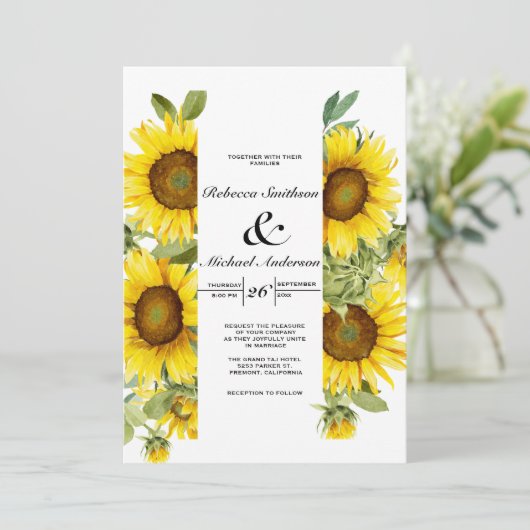 Blumensonnenblumen Einladung (Stehend Vorderseite)