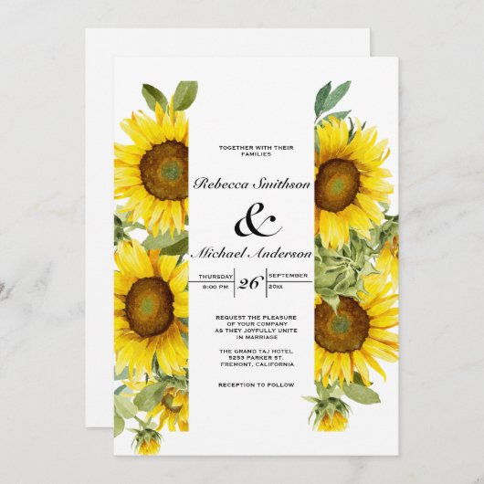 Blumensonnenblumen Einladung (Vorne/Hinten)