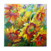 Blumensonnenblumen Tile Design Fliese (Vorderseite)
