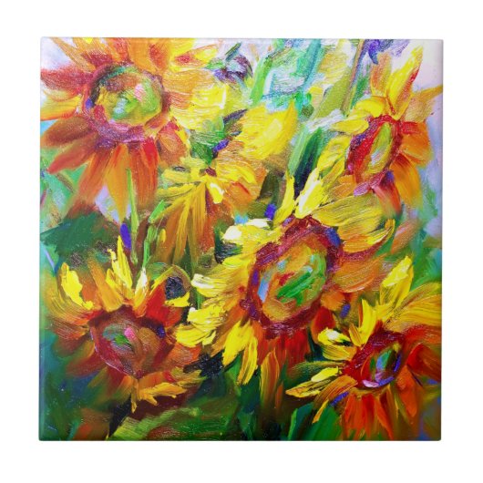 Blumensonnenblumen Tile Design Fliese (Vorderseite)