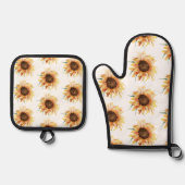 Blumensonnenblumenmuster Ofenhandschuh & Topflappen-Set (Vorderseite)
