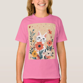 "Blumenspass: Katze spielt mit Blume" T-Shirt