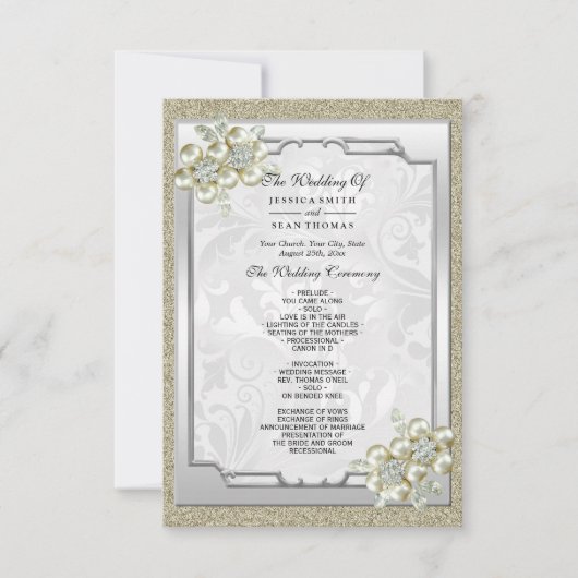 Blumenspiel Gerahmt, Gold & Silber Hochzeitsprogra (Vorderseite)