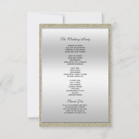 Blumenspiel Gerahmt, Gold & Silber Hochzeitsprogra (Rückseite)