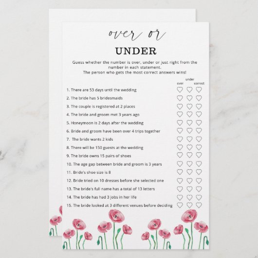 Blumenspiel über oder unter Brautparty (Vorne/Hinten)