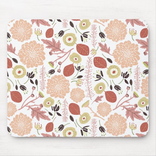 Blumenspielend Botanischer Mix Peach Green Whimsic Mousepad (Vorne)
