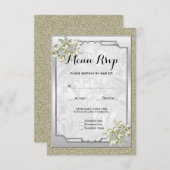 Blumenspielgerät Gerahmt, Gold & Silver Wedding UA RSVP Karte (Vorne/Hinten)