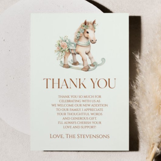 Blumenspielzeug Rocking Horse Babydusche Dankeskarte