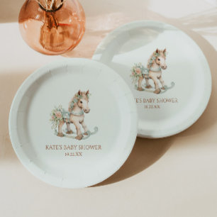 Blumenspielzeug Rocking Horse Babydusche Pappteller