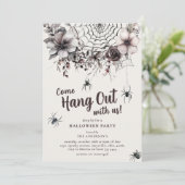 Blumenspinnen kommen aus dem Halloween-Party Einladung (Stehend Vorderseite)