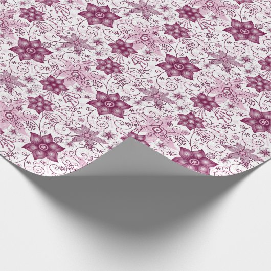 Blumenspirale Rosa und Weiß Muster Geschenkpapier (Ecke)