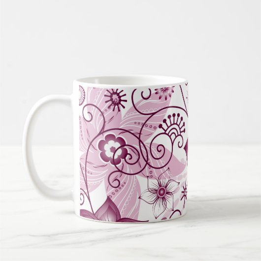 Blumenspirale Rosa und Weiß Muster Kaffeetasse (Links)