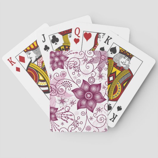 Blumenspirale Rosa und Weiß Muster Spielkarten (Rückseite)
